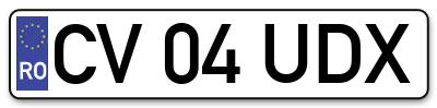 Placuta inmatriculare numar auto  CV-04-UDX, CV 04 UDX, CV04UDX