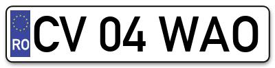 Placuta inmatriculare numar auto  CV-04-WAO, CV 04 WAO, CV04WAO