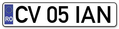 Placuta inmatriculare numar auto  CV-05-IAN, CV 05 IAN, CV05IAN