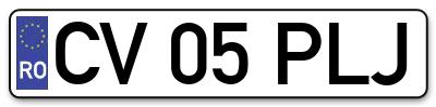 Placuta inmatriculare numar auto  CV-05-PLJ, CV 05 PLJ, CV05PLJ