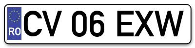 Placuta inmatriculare numar auto  CV-06-EXW, CV 06 EXW, CV06EXW