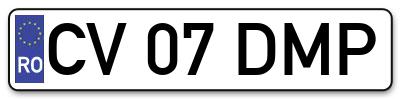 Placuta inmatriculare numar auto  CV-07-DMP, CV 07 DMP, CV07DMP