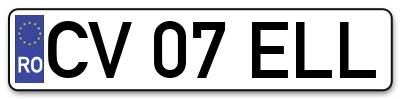 Placuta inmatriculare numar auto  CV-07-ELL, CV 07 ELL, CV07ELL
