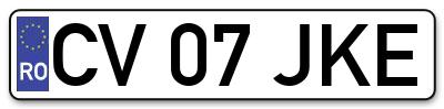 Placuta inmatriculare numar auto  CV-07-JKE, CV 07 JKE, CV07JKE