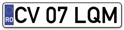 Placuta inmatriculare numar auto  CV-07-LQM, CV 07 LQM, CV07LQM