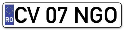 Placuta inmatriculare numar auto  CV-07-NGO, CV 07 NGO, CV07NGO