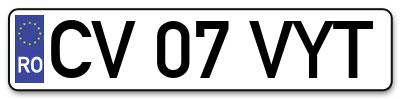 Placuta inmatriculare numar auto  CV-07-VYT, CV 07 VYT, CV07VYT