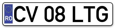 Placuta inmatriculare numar auto  CV-08-LTG, CV 08 LTG, CV08LTG