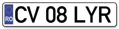 Placuta inmatriculare numar auto  CV-08-LYR, CV 08 LYR, CV08LYR