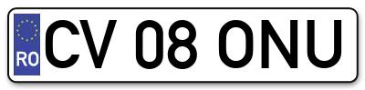Placuta inmatriculare numar auto  CV-08-ONU, CV 08 ONU, CV08ONU