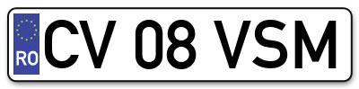 Placuta inmatriculare numar auto  CV-08-VSM, CV 08 VSM, CV08VSM