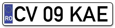 Placuta inmatriculare numar auto  CV-09-KAE, CV 09 KAE, CV09KAE
