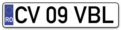 Placuta inmatriculare numar auto  CV-09-VBL, CV 09 VBL, CV09VBL