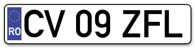 Placuta inmatriculare numar auto  CV-09-ZFL, CV 09 ZFL, CV09ZFL