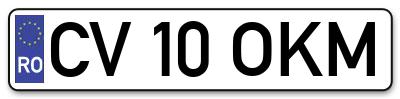 Placuta inmatriculare numar auto  CV-10-OKM, CV 10 OKM, CV10OKM