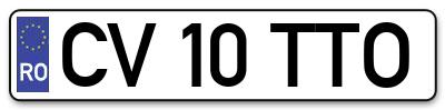 Placuta inmatriculare numar auto  CV-10-TTO, CV 10 TTO, CV10TTO