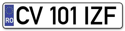 Placuta inmatriculare numar auto  CV-101-IZF, CV 101 IZF, CV101IZF