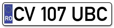 Placuta inmatriculare numar auto  CV-107-UBC, CV 107 UBC, CV107UBC