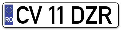 Placuta inmatriculare numar auto  CV-11-DZR, CV 11 DZR, CV11DZR