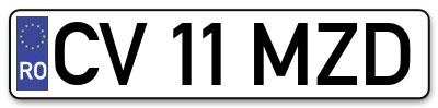 Placuta inmatriculare numar auto  CV-11-MZD, CV 11 MZD, CV11MZD