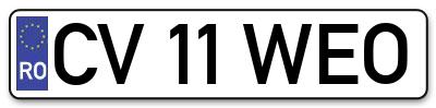 Placuta inmatriculare numar auto  CV-11-WEO, CV 11 WEO, CV11WEO