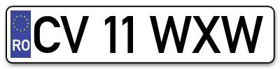 Placuta inmatriculare numar auto  CV-11-WXW, CV 11 WXW, CV11WXW