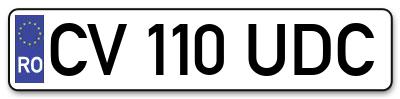 Placuta inmatriculare numar auto  CV-110-UDC, CV 110 UDC, CV110UDC