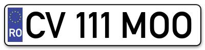 Placuta inmatriculare numar auto  CV-111-MOO, CV 111 MOO, CV111MOO