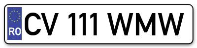 Placuta inmatriculare numar auto  CV-111-WMW, CV 111 WMW, CV111WMW