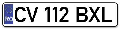 Placuta inmatriculare numar auto  CV-112-BXL, CV 112 BXL, CV112BXL