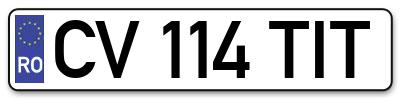 Placuta inmatriculare numar auto  CV-114-TIT, CV 114 TIT, CV114TIT