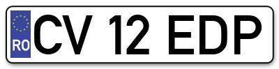 Placuta inmatriculare numar auto  CV-12-EDP, CV 12 EDP, CV12EDP
