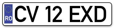 Placuta inmatriculare numar auto  CV-12-EXD, CV 12 EXD, CV12EXD
