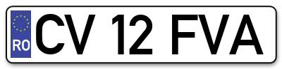 Placuta inmatriculare numar auto  CV-12-FVA, CV 12 FVA, CV12FVA