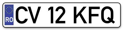 Placuta inmatriculare numar auto  CV-12-KFQ, CV 12 KFQ, CV12KFQ