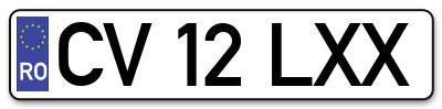 Placuta inmatriculare numar auto  CV-12-LXX, CV 12 LXX, CV12LXX