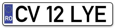 Placuta inmatriculare numar auto  CV-12-LYE, CV 12 LYE, CV12LYE