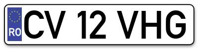 Placuta inmatriculare numar auto  CV-12-VHG, CV 12 VHG, CV12VHG