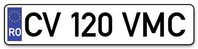 Placuta inmatriculare numar auto  CV-120-VMC, CV 120 VMC, CV120VMC