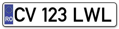 Placuta inmatriculare numar auto  CV-123-LWL, CV 123 LWL, CV123LWL