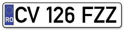 Placuta inmatriculare numar auto  CV-126-FZZ, CV 126 FZZ, CV126FZZ