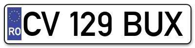 Placuta inmatriculare numar auto  CV-129-BUX, CV 129 BUX, CV129BUX