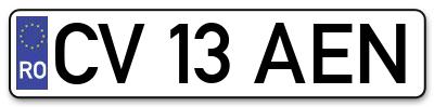 Placuta inmatriculare numar auto  CV-13-AEN, CV 13 AEN, CV13AEN
