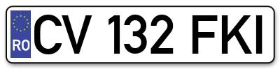 Placuta inmatriculare numar auto  CV-132-FKI, CV 132 FKI, CV132FKI