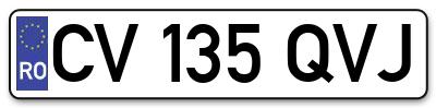 Placuta inmatriculare numar auto  CV-135-QVJ, CV 135 QVJ, CV135QVJ
