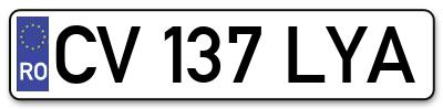 Placuta inmatriculare numar auto  CV-137-LYA, CV 137 LYA, CV137LYA