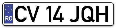 Placuta inmatriculare numar auto  CV-14-JQH, CV 14 JQH, CV14JQH