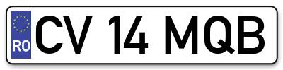 Placuta inmatriculare numar auto  CV-14-MQB, CV 14 MQB, CV14MQB
