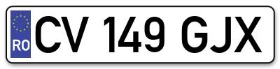 Placuta inmatriculare numar auto  CV-149-GJX, CV 149 GJX, CV149GJX
