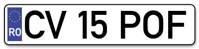 Placuta inmatriculare numar auto  CV-15-POF, CV 15 POF, CV15POF